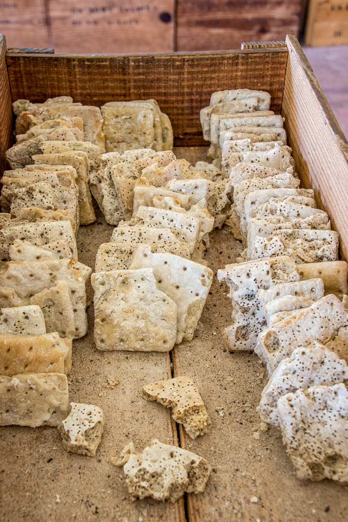 Hardtack is a simple type of biscuit or cracker, made from flour, water, and sometimes salt.