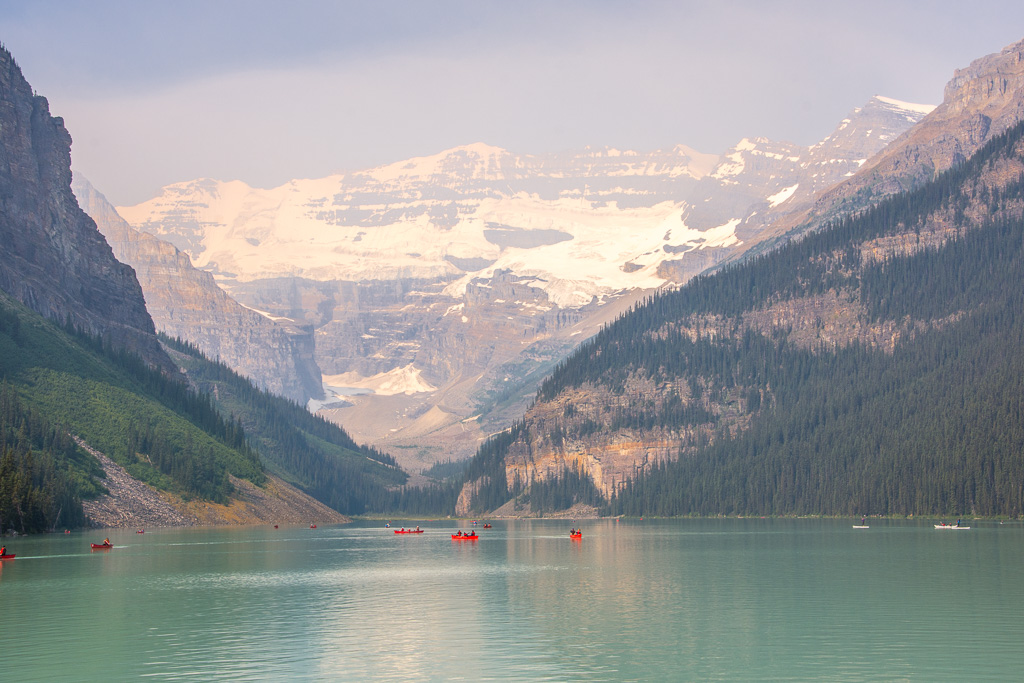 Lake Louise is a glacial lake feed from meltwaters from six glaciers.