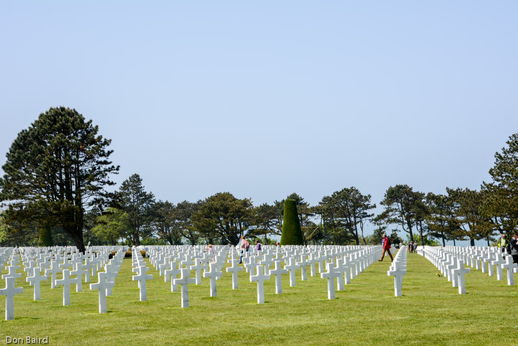 The cemetery covers 172.5 acres and contains the graves of 9,387 of our military dead, most of whom lost their lives in the D-Day landings and ensuing operations.