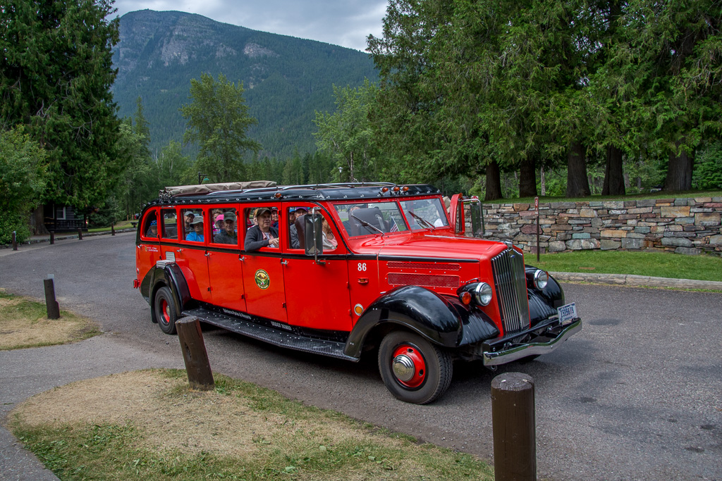 The vintage 1930s buses are part of the human history and heritage of the park. As much of the park’s scenery is vertically oriented, the roll-back tops are perfect for providing full views of the stunning mountains, and the area’s signature Big Sky.